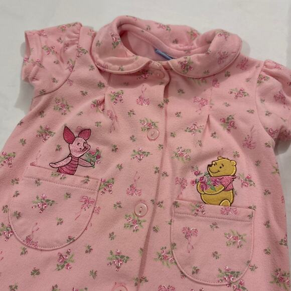 Vintage Disney Baby Girl 12M 90s Y2K Embroidered Winnie the Pooh Floral Romper - Picture 3 of 5